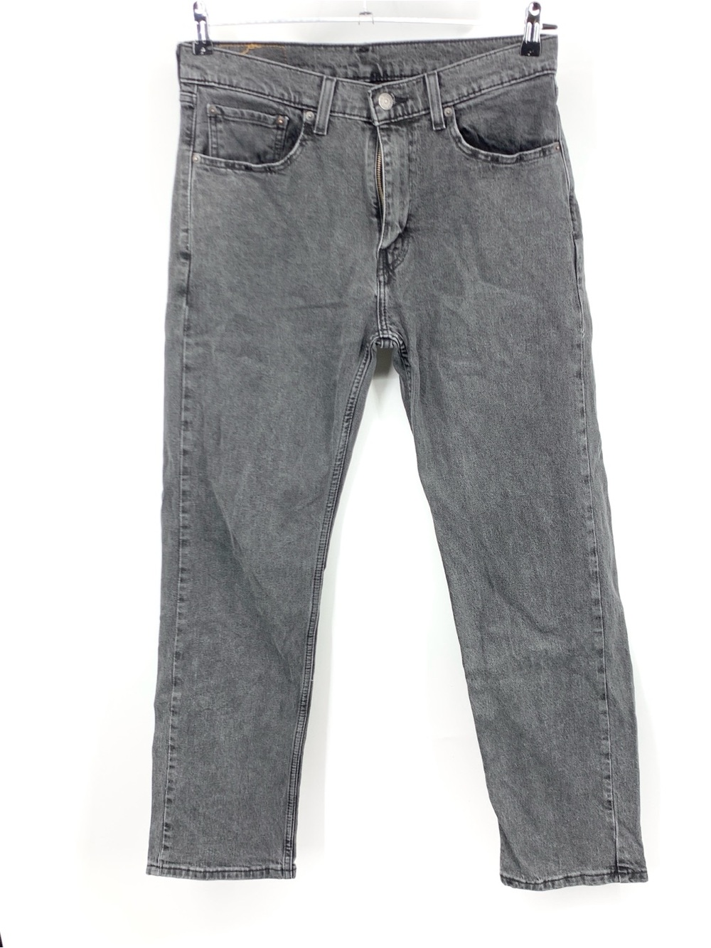 Levis Men Size 32 x 30 Jeans 505 Regular Fit Straight Black Wash Pants Stretch